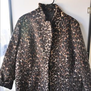 Oversized leopard pea coat